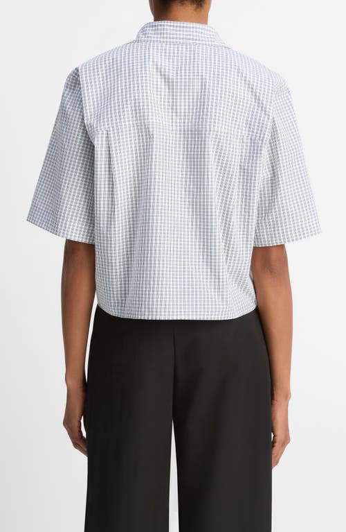 Vince Check Cotton Crop Button-up Shirt In Blue