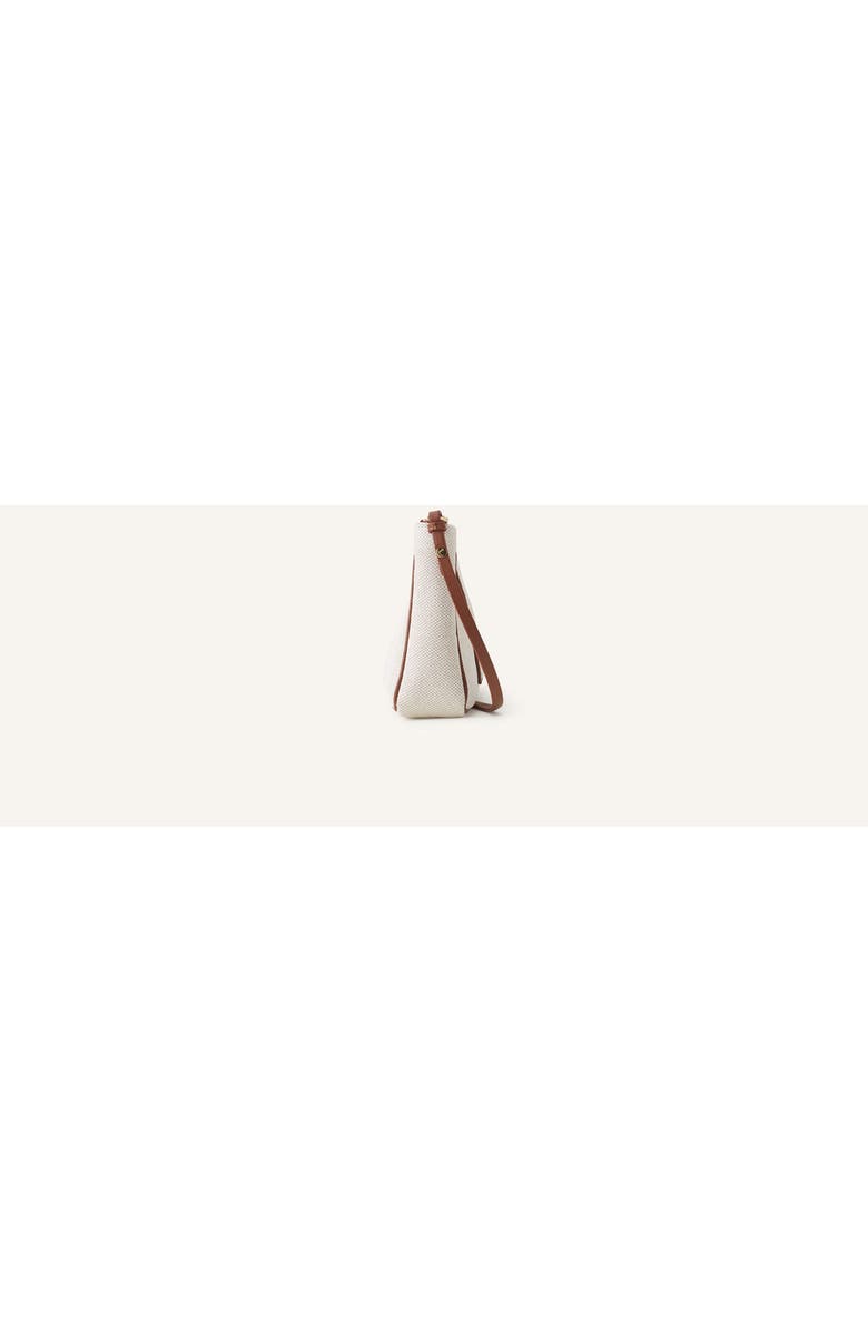 Lanvin Compagnon Small Zipped Sholder Bag In Canvas, Alternate, color, Ecru/Cognac