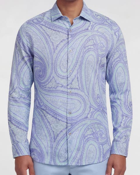 Uomo Wild Paisley Oxford Long Sleeve Fine Linen Shirt
