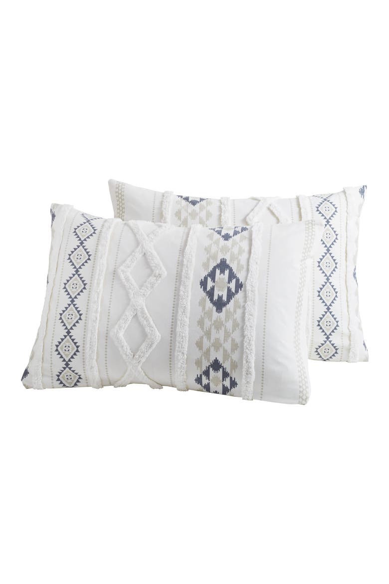 Geo Stripe Chenille Tufted Comforter & Shams Set, Alternate, color, INDIGO