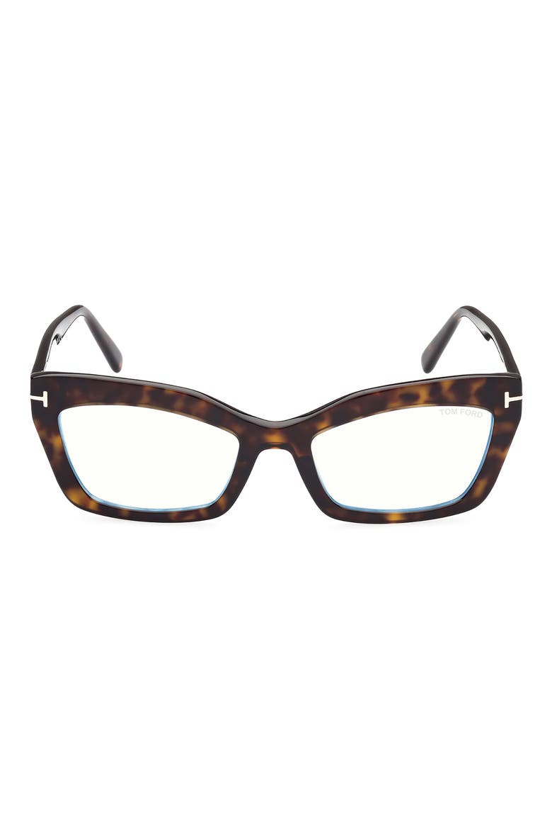 54mm Cat Eye Blue Light Blocking Glasses, Main, color, DARK HAVANA