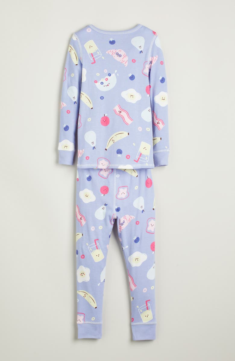 Nordstrom Kids' Print Fitted Cotton Two-Piece Pajama Set, Alternate, color, Purple Breakfast Food