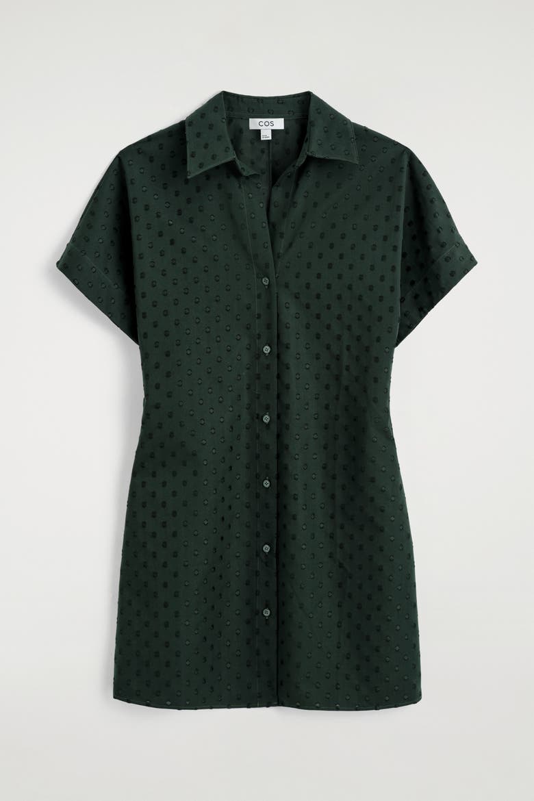 Polka-dot Jacquard Cotton Shirt Dress, Alternate, color, DARK GREEN / POLKA DOT