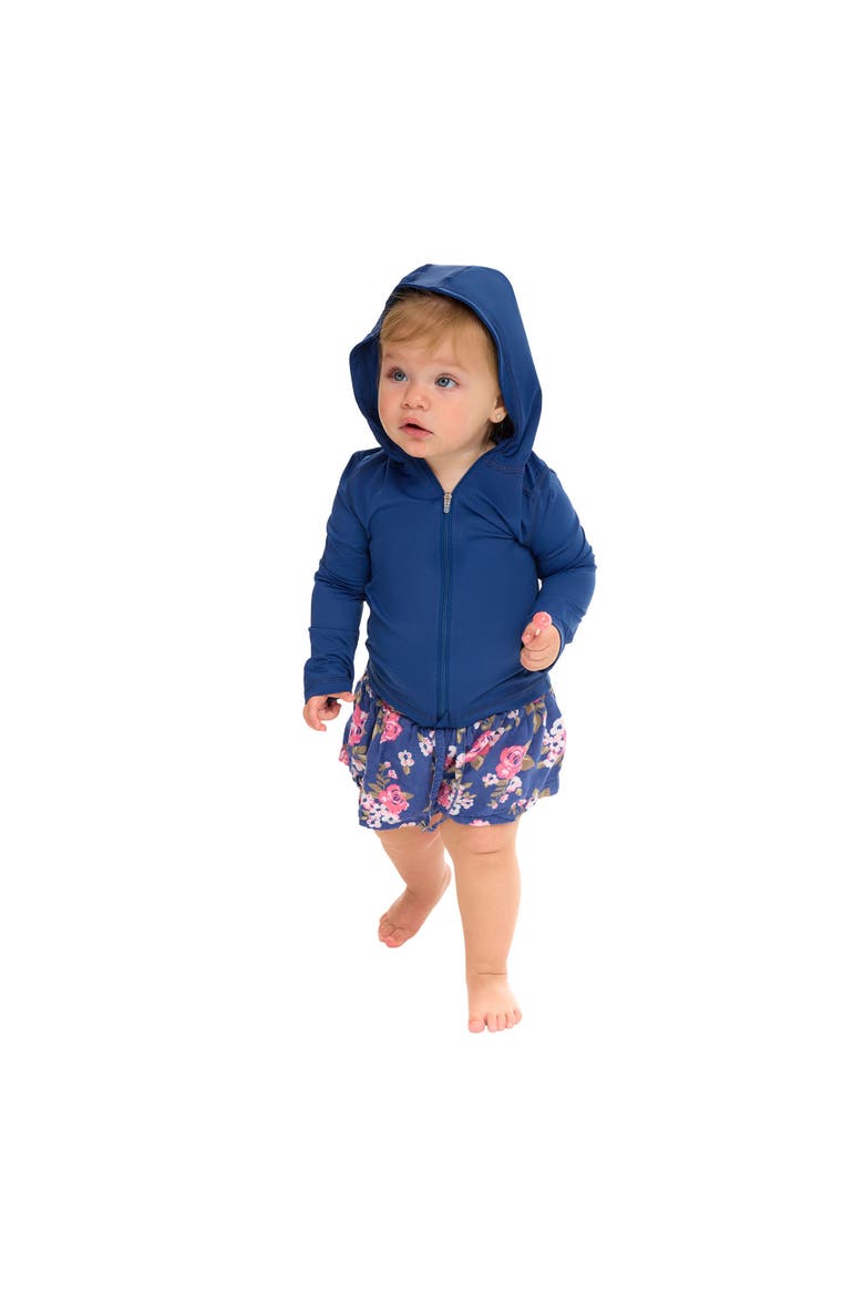 Toddler's Long Sleeve Full Zip Hoodie Top with Sun and UV Protection, Main, color, Navy