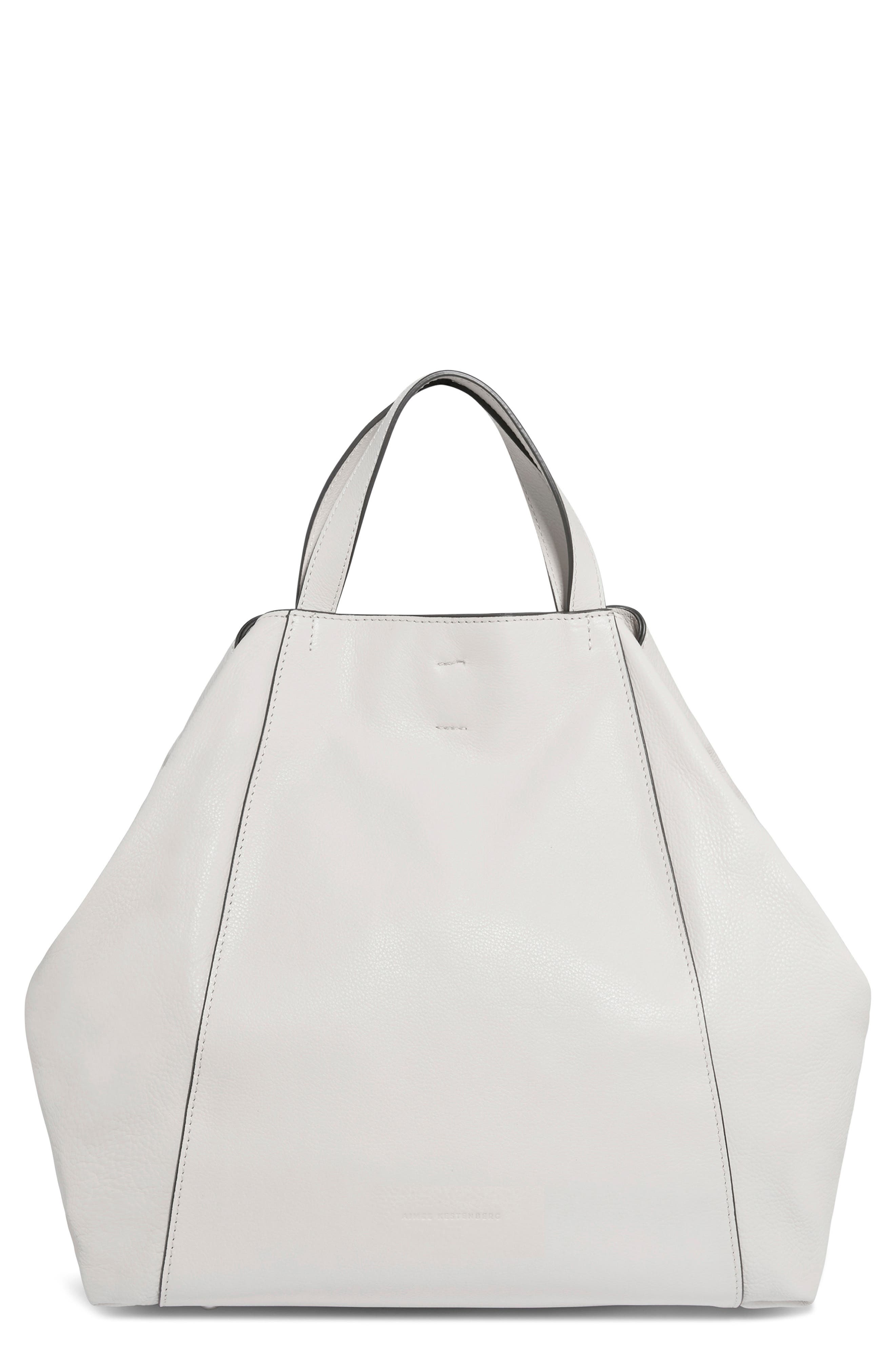 AIMEE Empire Convertible Leather Tote, Main, color, Chalk