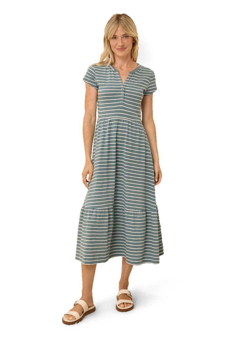 Organic Cotton Relaxed Slub Henley Market Dress, Main, color, Burbank Stripe