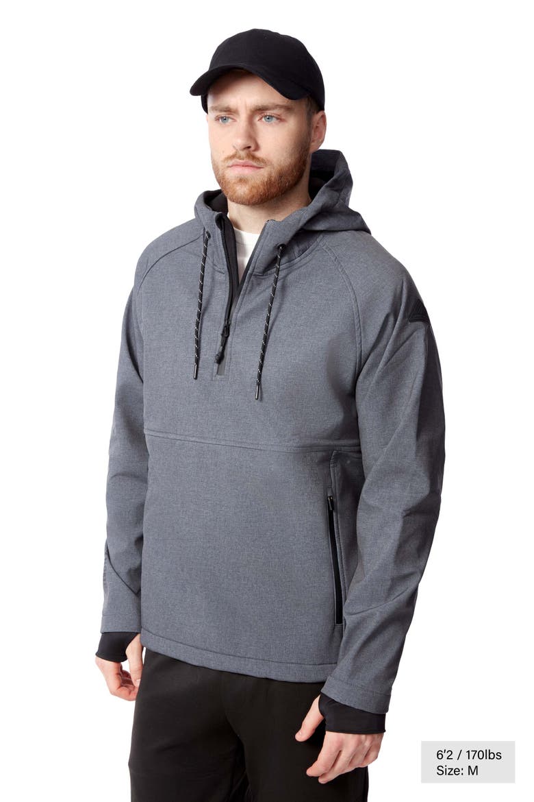 Vargas - Men's Water-repellant Hooded Pullover Softshell, Alternate, color, DARK GREY