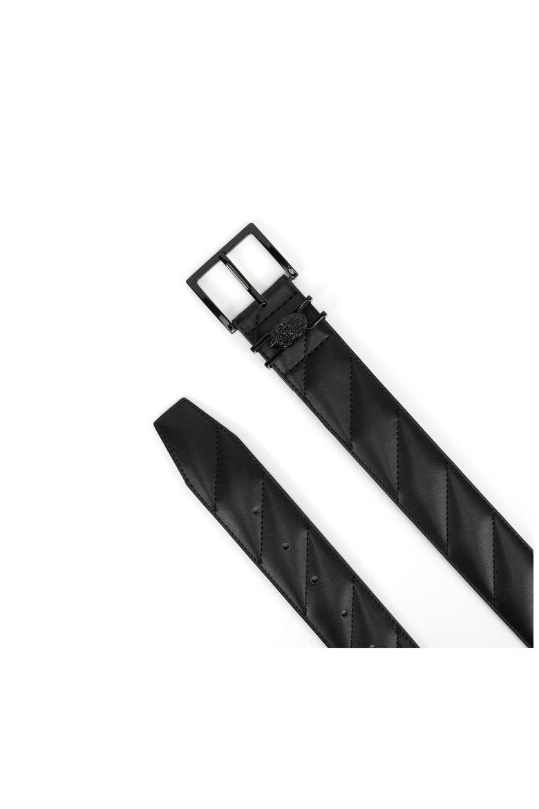 Quilted Leather Belt, Alternate, color, BLACK/ POWDER COAT BLACK