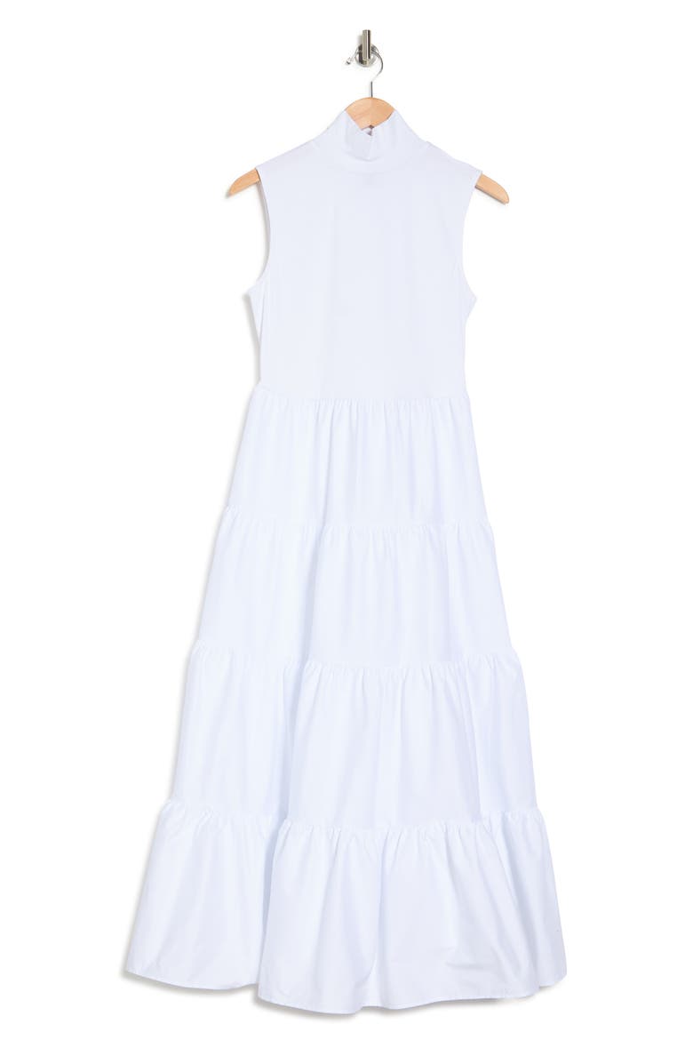 Leslie Mock Neck Sleeveless Tiered Maxi Dress, Alternate, color, BRIGHT WHITE