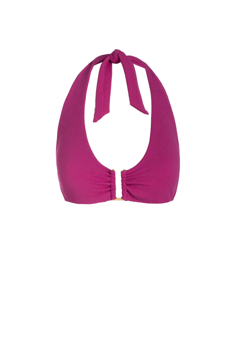 Change of Scenery Shana U-Bar Halter Bikini Top, Main, color, Plum Texture