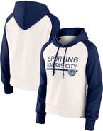 FANATICS Women's Fanatics Branded White Sporting Kansas City Free Kick Fleece Raglan Pullover Hoodie