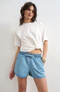 Topshop Denim Drawstring Running Shorts