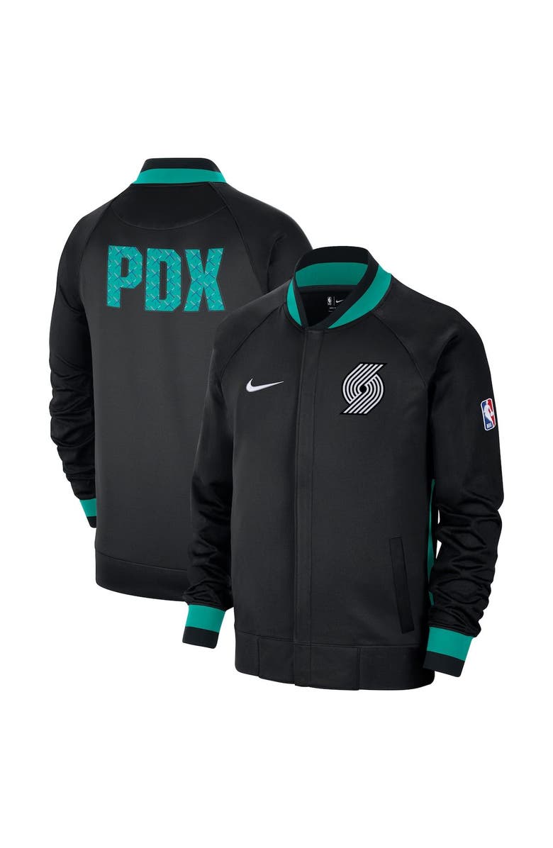 Nike Men's Nike Black/Green Portland Trail Blazers 2022/23 City Edition Showtime Thermaflex Full-Zip Jacket, Main, color, 