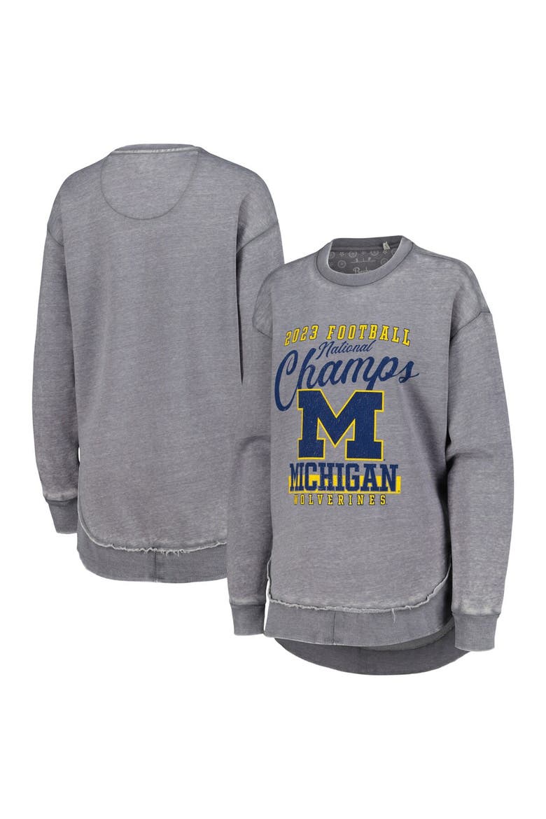 Women's Pressbox  Gray Michigan Wolverines College Football Playoff 2023 National Champions Poncho Pullover Sweatshirt, Main, color, Gray