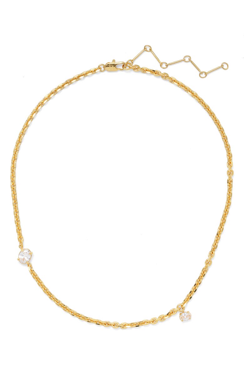 Lady Grey Crystal Tilt Cubic Zirconia Necklace, Main, color, Gold/ Clear