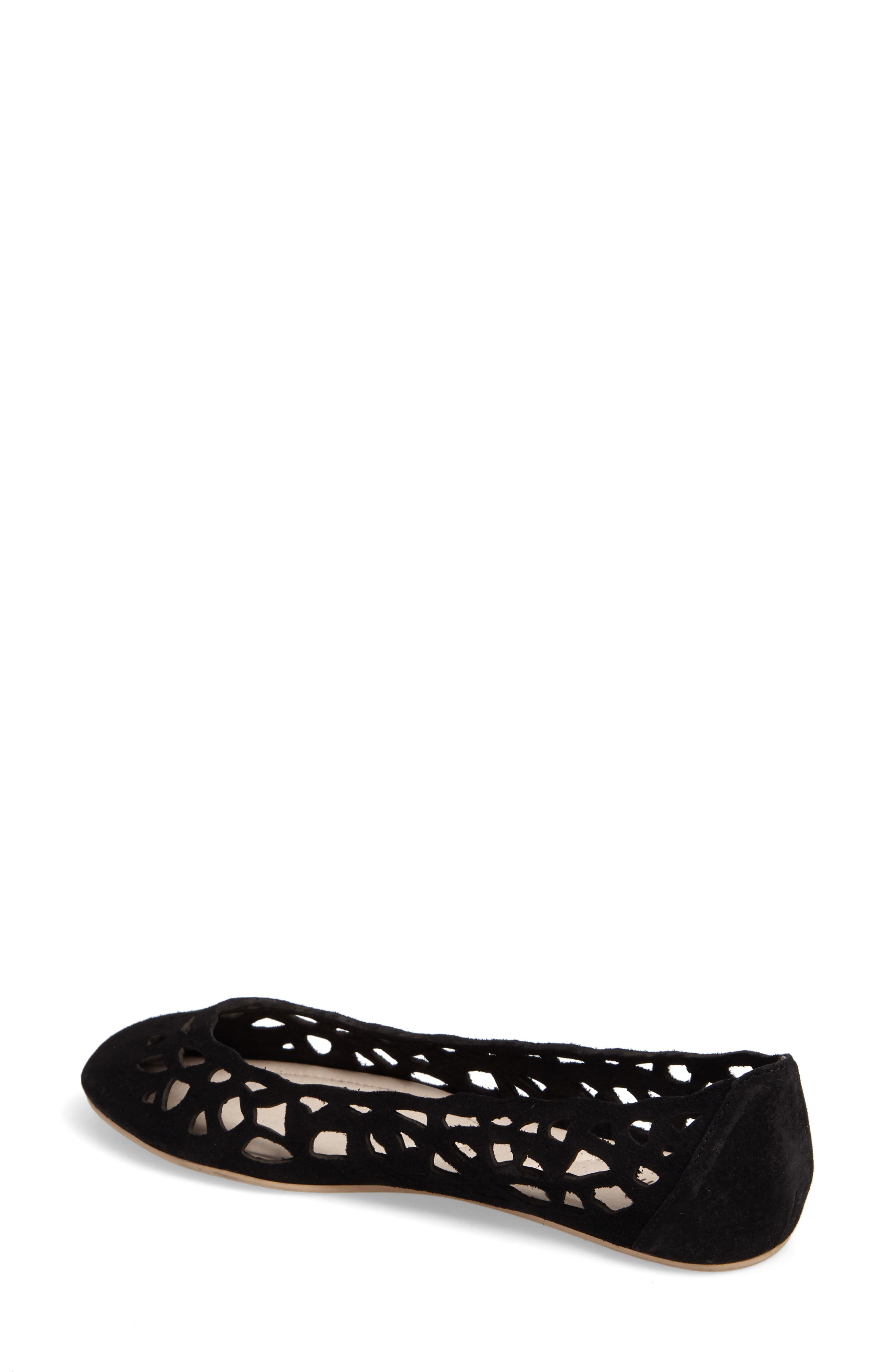 Sonya Perforated Flat, Alternate, color, BLACK LEATHER