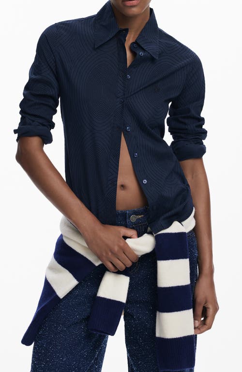 Desigual Long Sleeve Button-up Shirt In Black