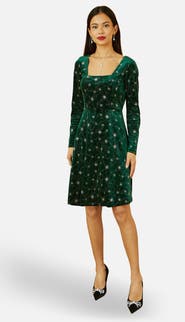 Yumi Starburst Foil Print Skater Dress