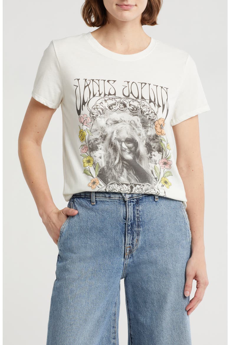 Janis Joplin Graphic Crop T-Shirt, Main, color, MARSHMALLOW