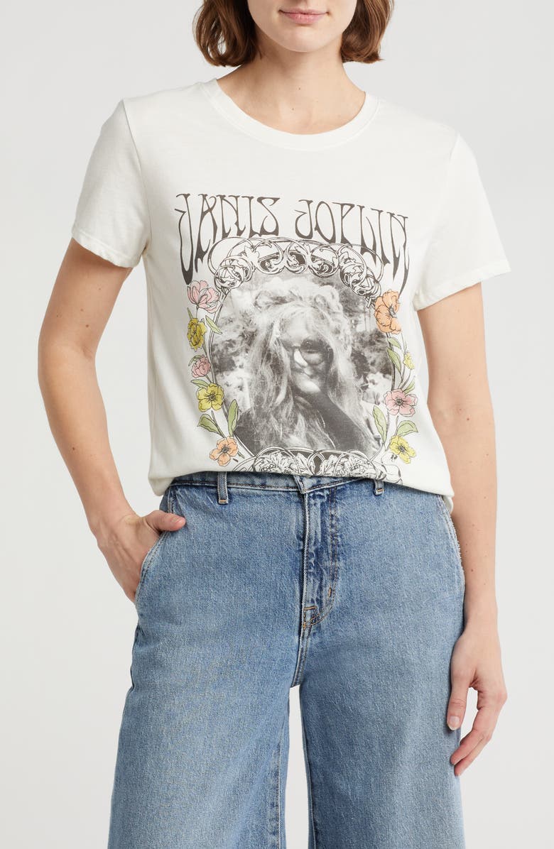 Lucky Brand Janis Joplin Graphic Crop T-Shirt, Main, color, Marshmallow