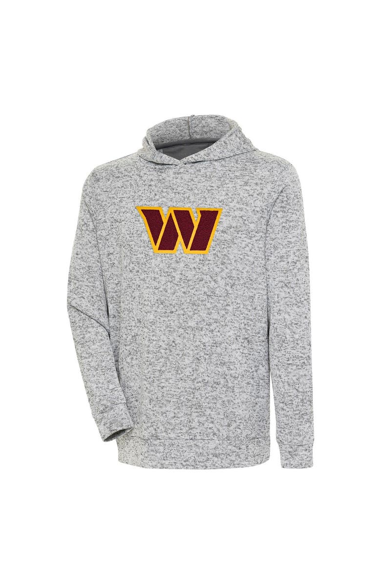 ANTIGUA Men's Antigua Heathered Gray Washington Commanders Absolute Chenille Pullover Hoodie, Main, color,