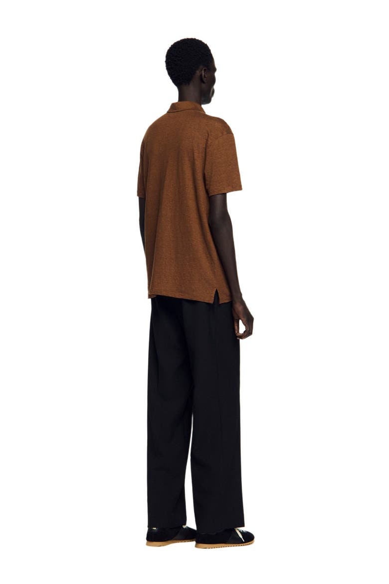 Linen polo shirt, Alternate, color, Tobacco brown