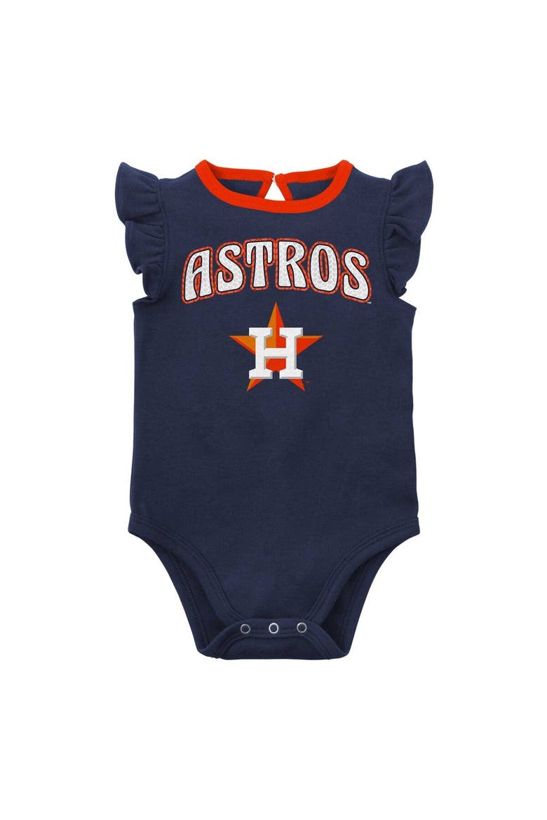 Girls Newborn & Infant Navy/Heather Gray Houston Astros Little Fan Two-Pack Bodysuit Set, Alternate, color, Navy