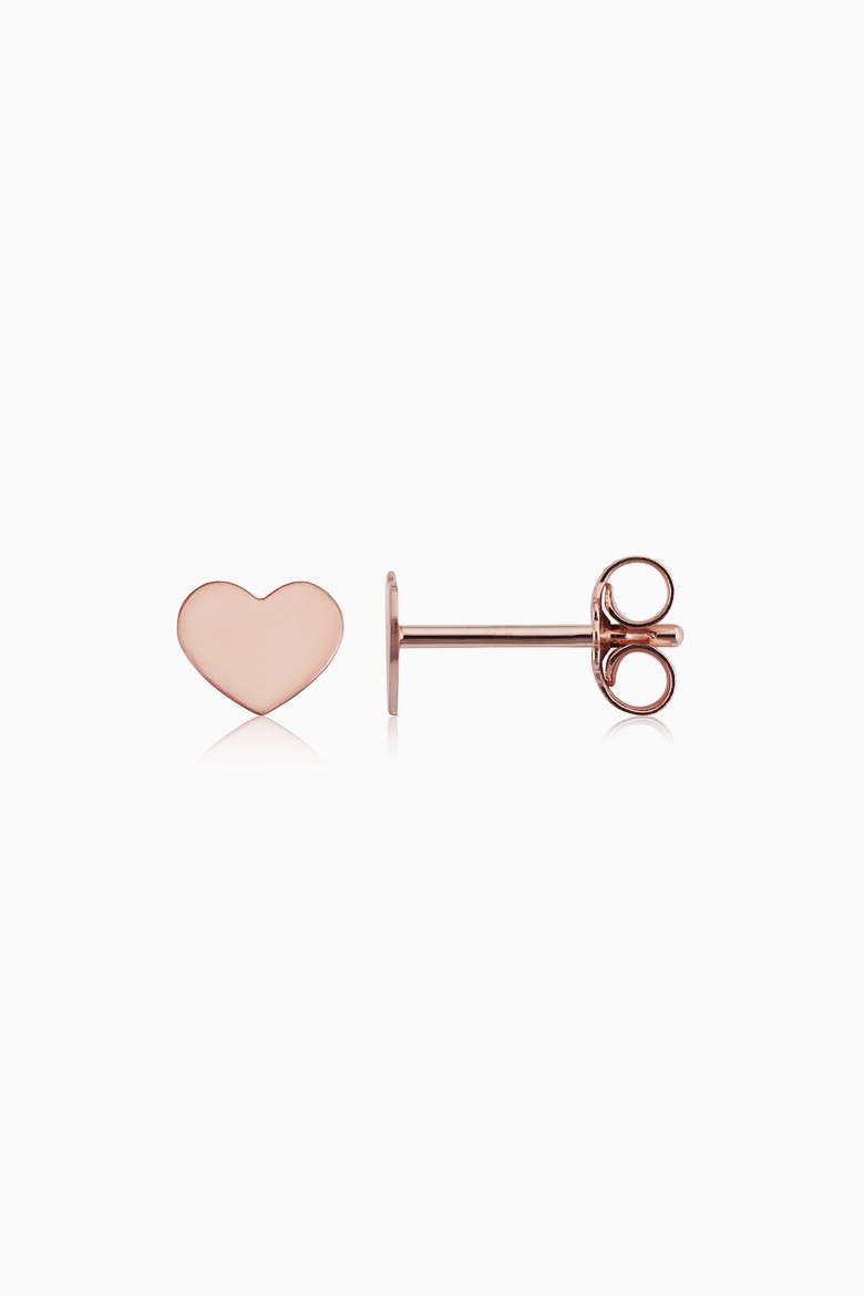 14K Rose Gold Petite Heart Studs, Alternate, color, Rose Gold