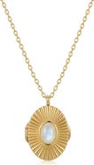 st. Moran 14k Gold Plated Moonstone Sunburst Pendant Necklace