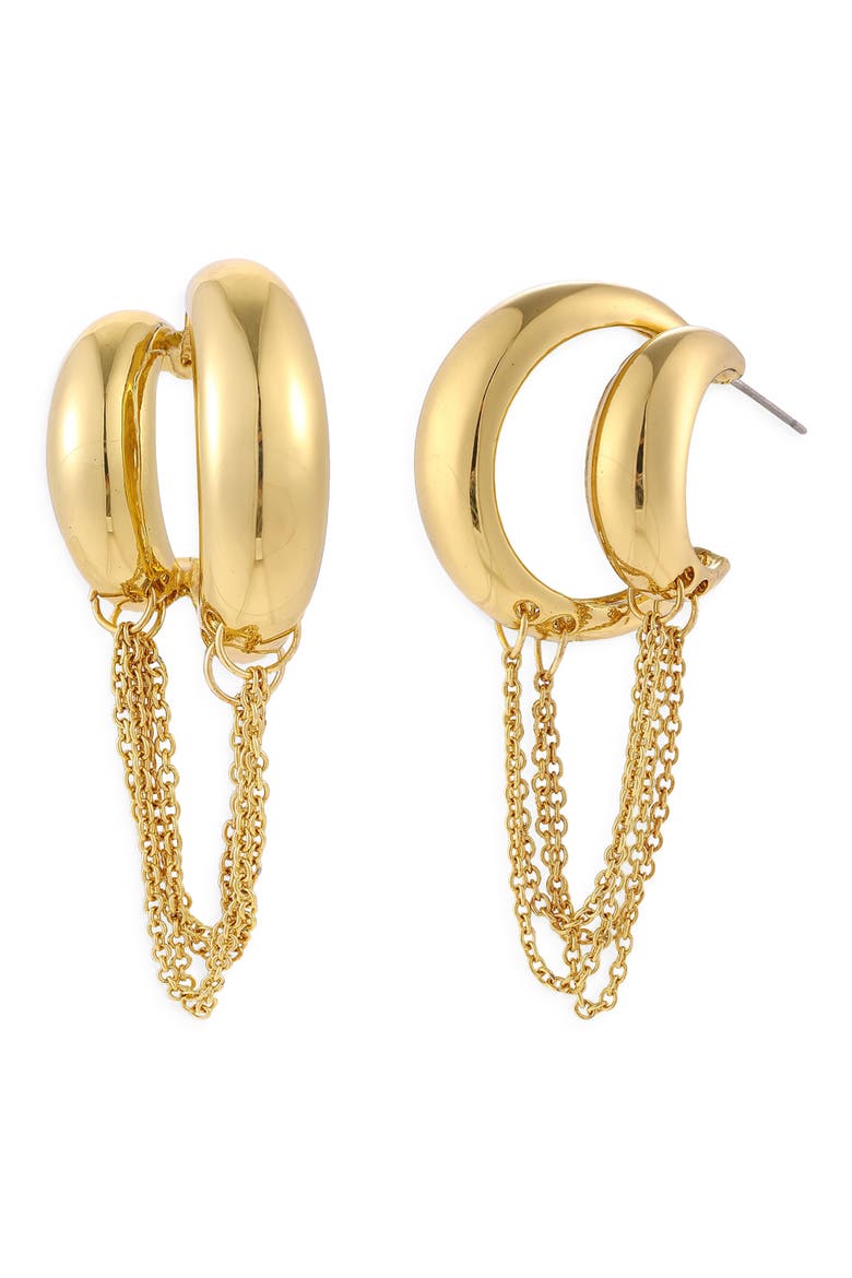 Mirage Chain Hoop Earrings, Main, color, GOLD