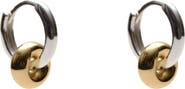 Argento Vivo Sterling Silver Mini Two-Tone Interlock Hoop Earrings
