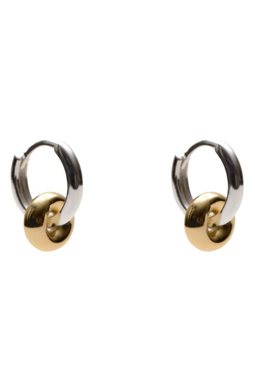 Argento Vivo Sterling Silver Mini Two-tone Interlock Hoop Earrings In Multi