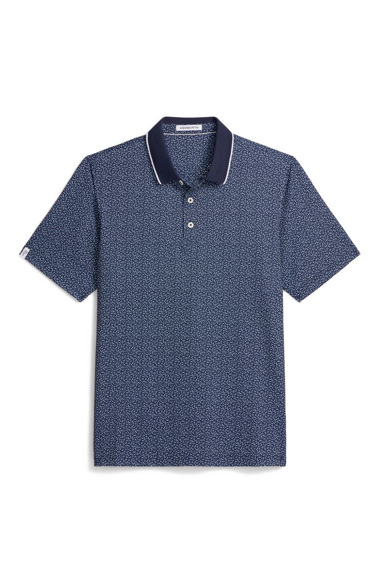ASHWORTH GOLF Micro Floral Polo, Main, color, Driver Navy/White/Horizon