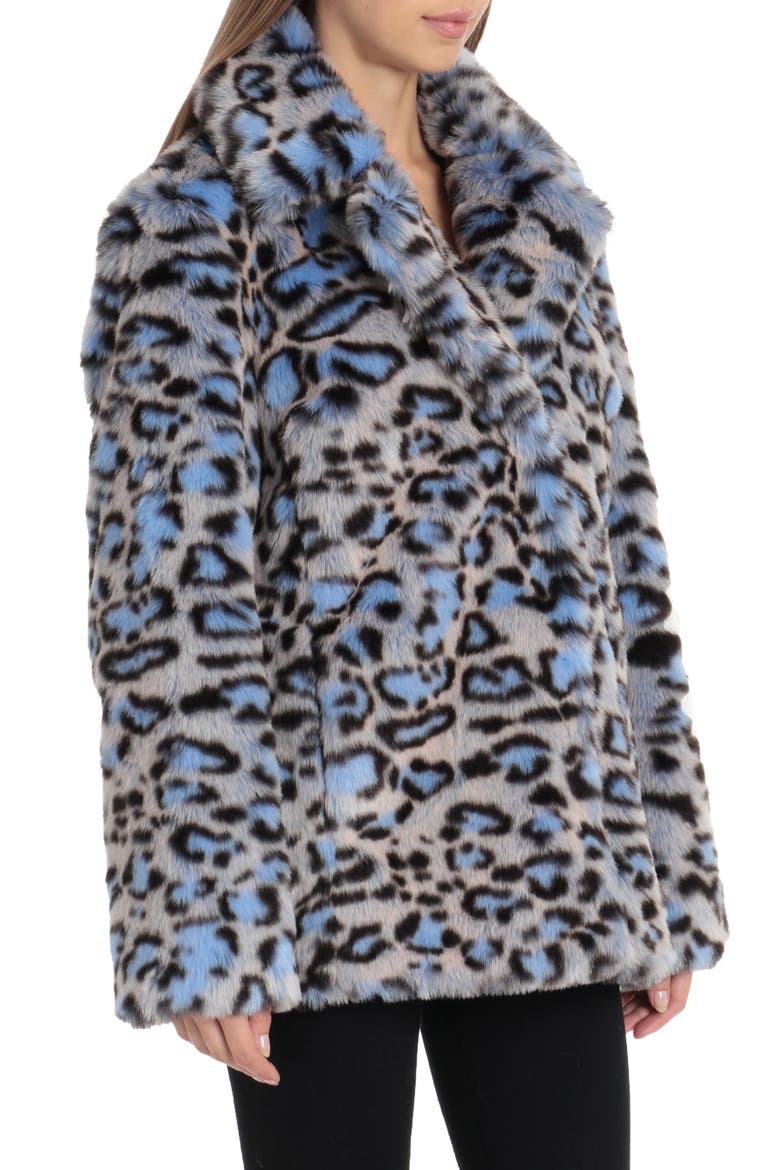 Animal Print Faux Fur Coat, Alternate, color, BLUE LEOPARD