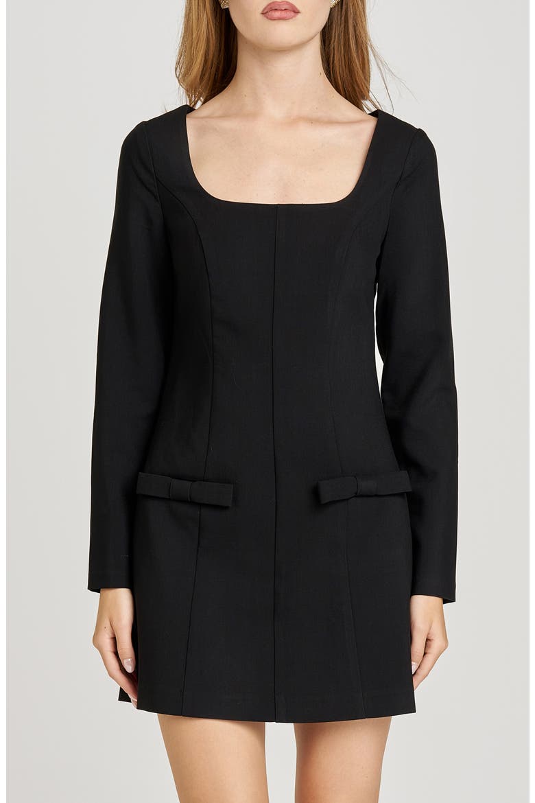 x Sara Walker Anna Long Sleeve Minidress, Alternate, color, BLACK