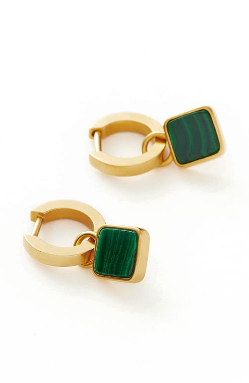 Missoma X Lucy Williams 18k Gold Vermeil Malachite Charm Huggie Hoop Earrings In Gold
