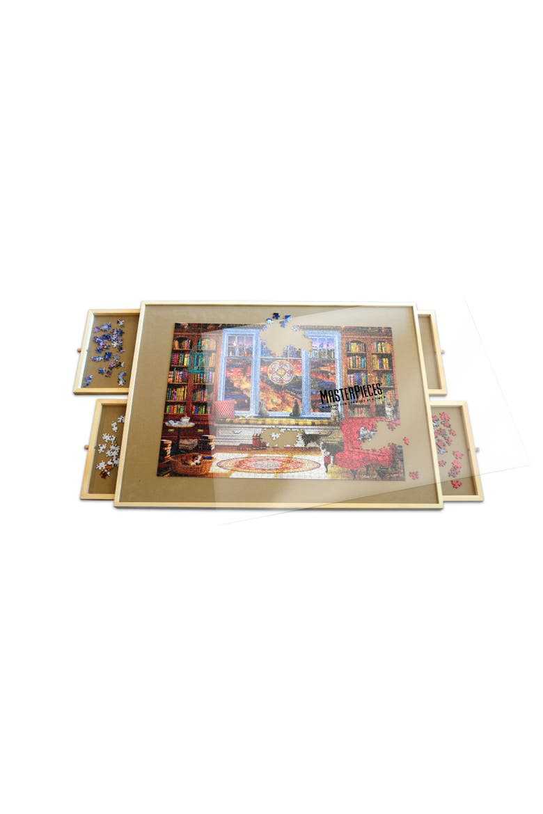 Wood Jigsaw Puzzle Table - 27"x35", Alternate, color, Natural Wood