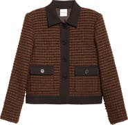 ST. JOHN Crepe Cady Trim Tweed Jacket