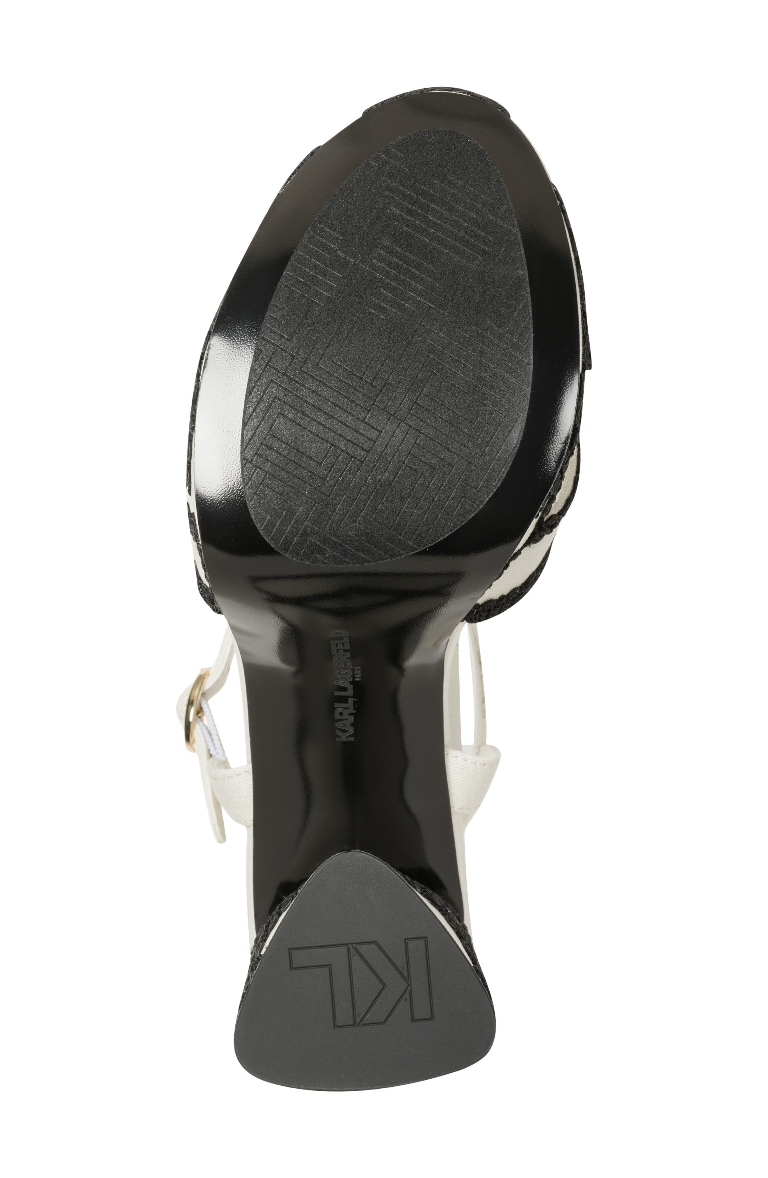 KARL LAGERFELD PARIS Hickory Stitch Platform Sandal, Alternate, color, Cream