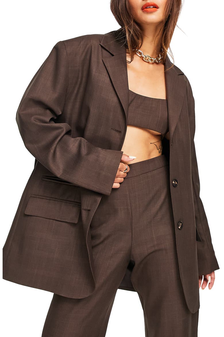 Oversize Blazer, Main, color, BROWN