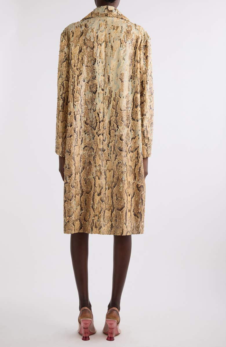 Dries Van Noten Ricca Snakeskin Print Sequin Overcoat, Alternate, color, 