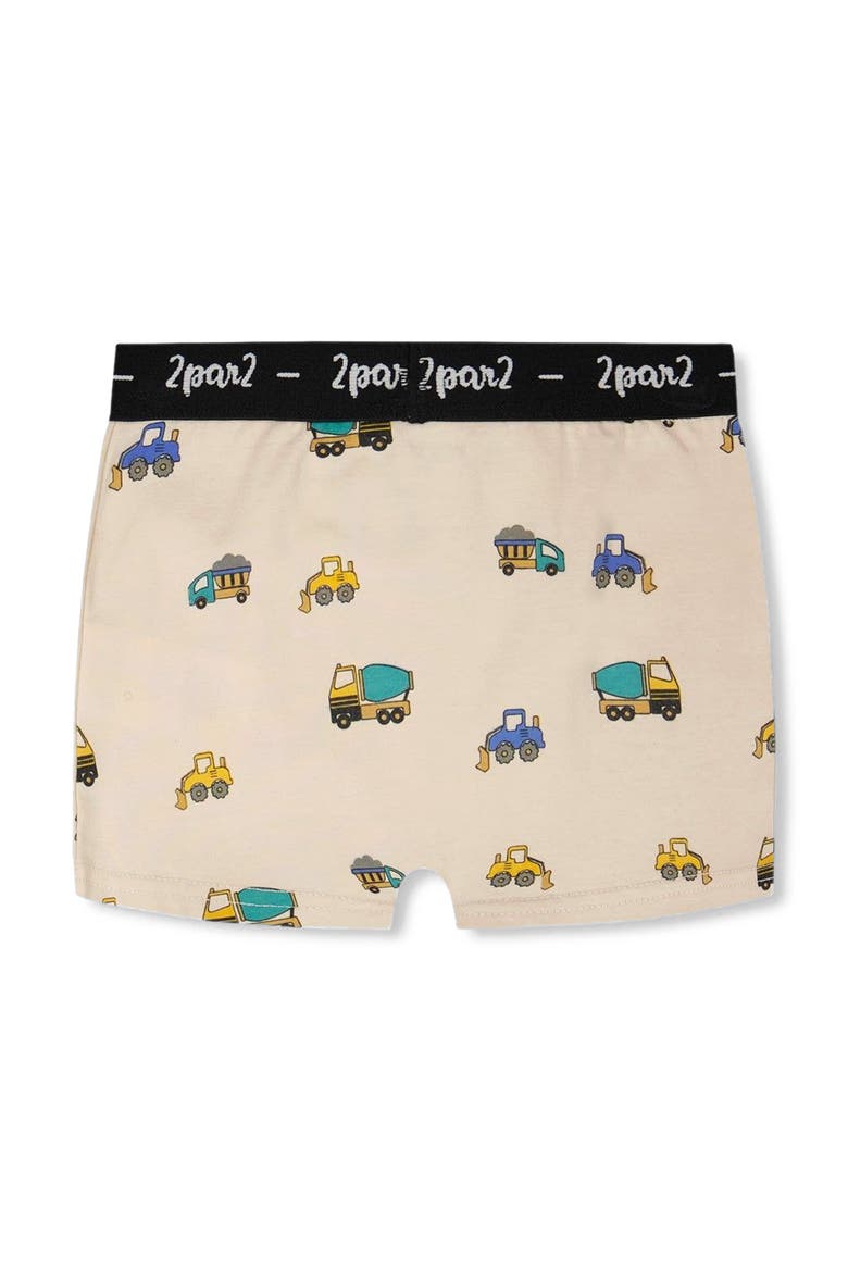 Organic Cotton Truck Elastic Waist Boxer, Alternate, color, Beige Printed Trucks