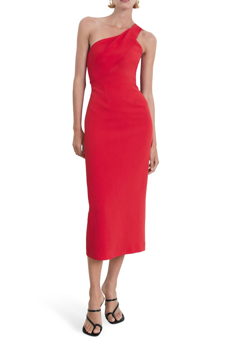 One-Shoulder Sheath Dress, Main, color, RED