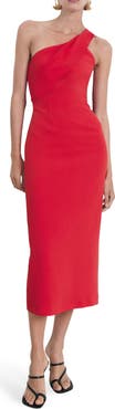 MANGO One-Shoulder Sheath Dress