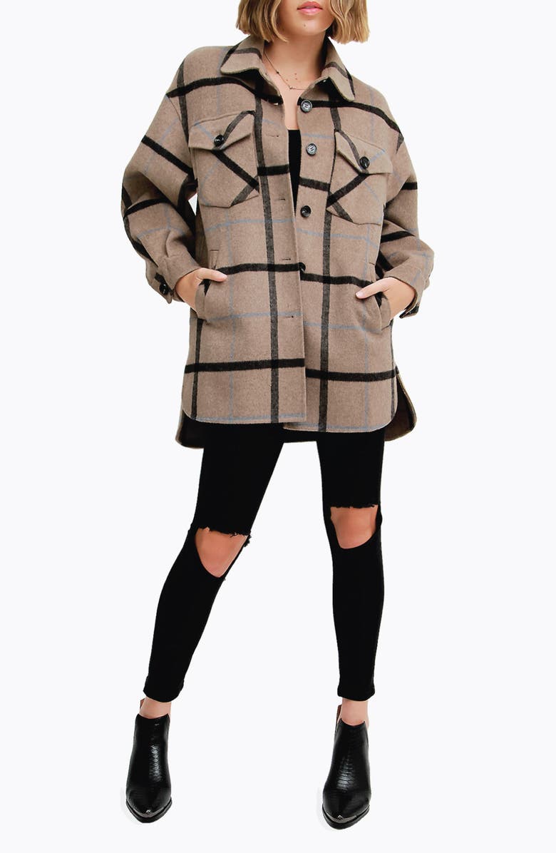 Belle & Bloom Rivers Edge Wool Blend Shirt Jacket, Alternate, color, Oat Plaid