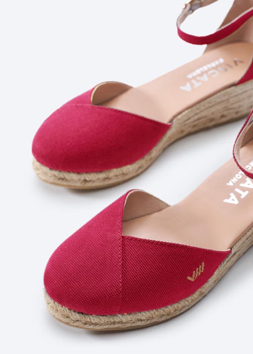 Viscata Formiga Canvas Espadrille Wedges In Cherry