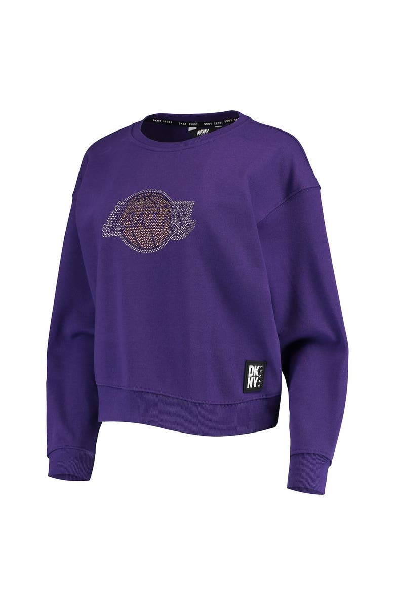 DKNY SPORT Women's DKNY Sport Purple Los Angeles Lakers Carrie Rhinestone Pullover Sweatshirt, Alternate, color,