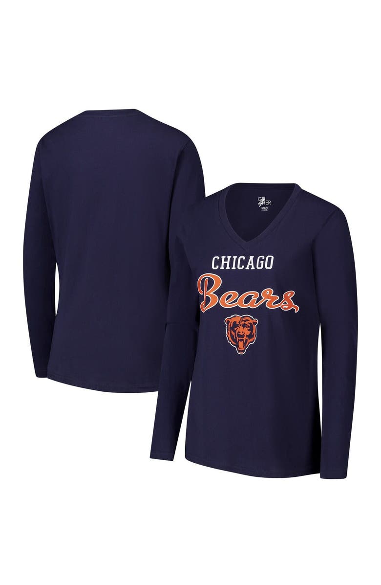 G-III 4HER BY CARL BANKS Women's G-III 4Her by Carl Banks Navy Chicago Bears Post Season Long Sleeve V-Neck T-Shirt, Main, color, Navy