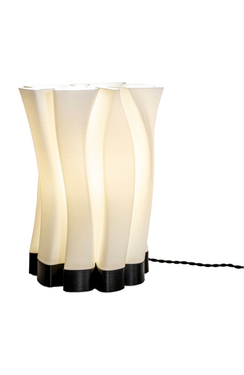 JONATHAN Y Flame 13.5" Modern Bohemian Plant-Based PLA 3D Printed Dimmable LED Table Lamp, Main, color, White/Black