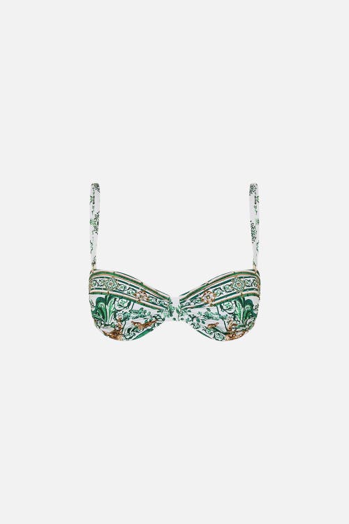 Camilla Ruched Underwire Bikini Top With Removable Straps In Corridor Of Calm